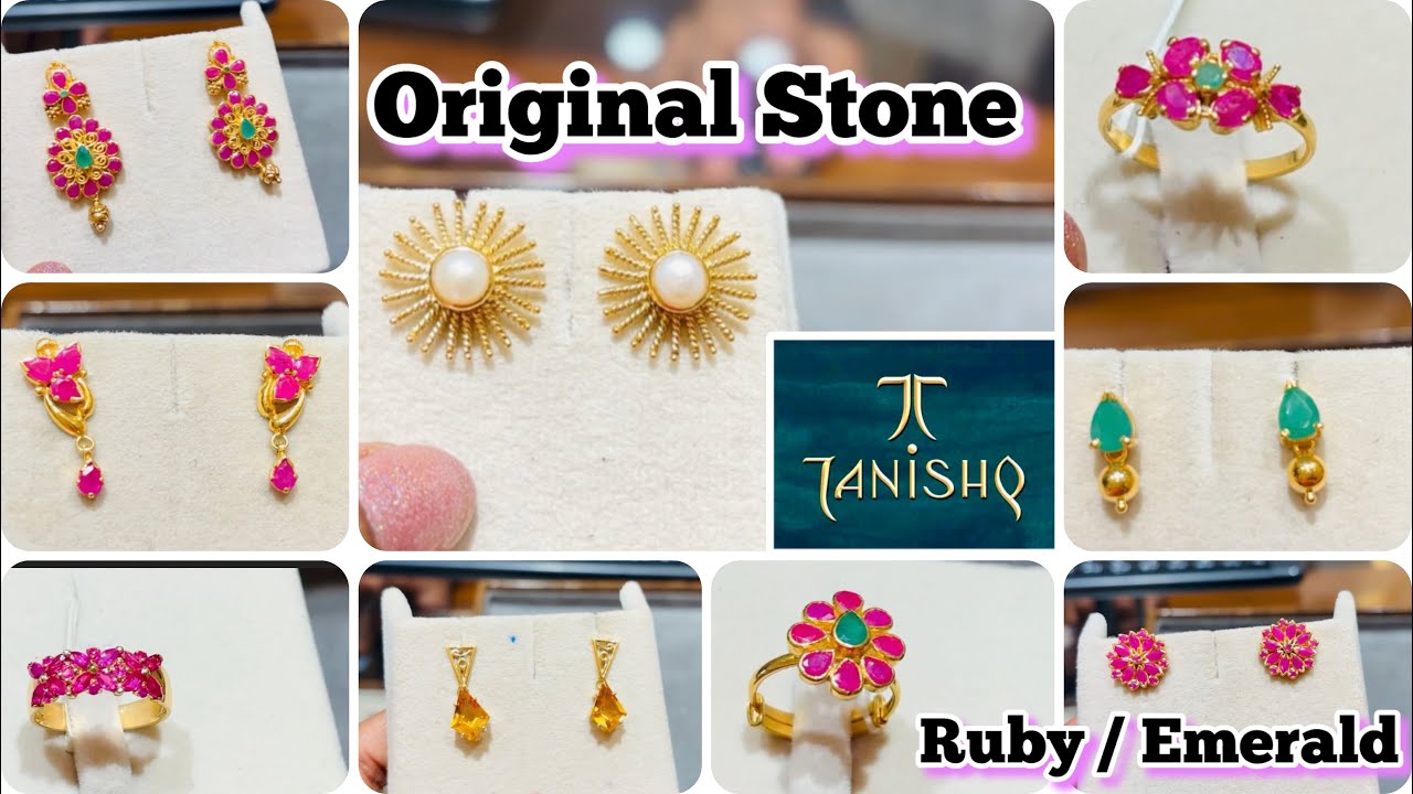 Tanishq Ruby /Emerald Original Stone Earrings/ Rings Design with price |Tanishq Ruby earrings & Ring