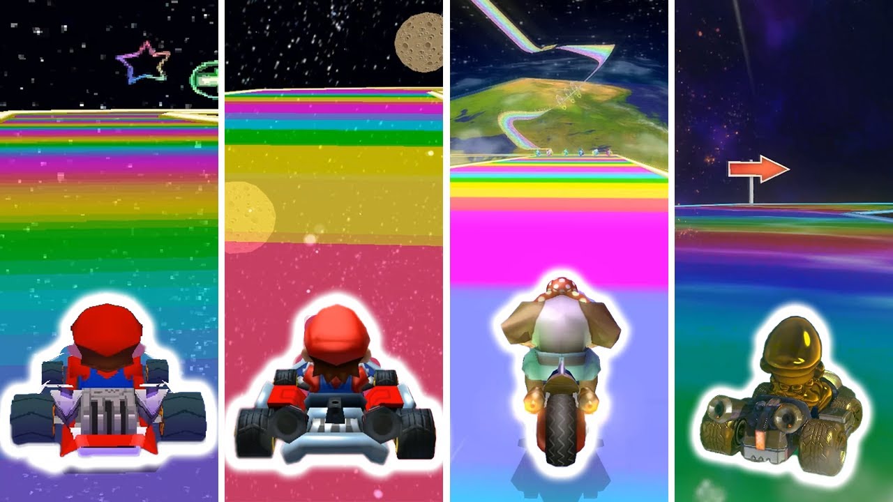 RAINBOW ROAD DX Custom Track in 4 different Mario Kart Games!