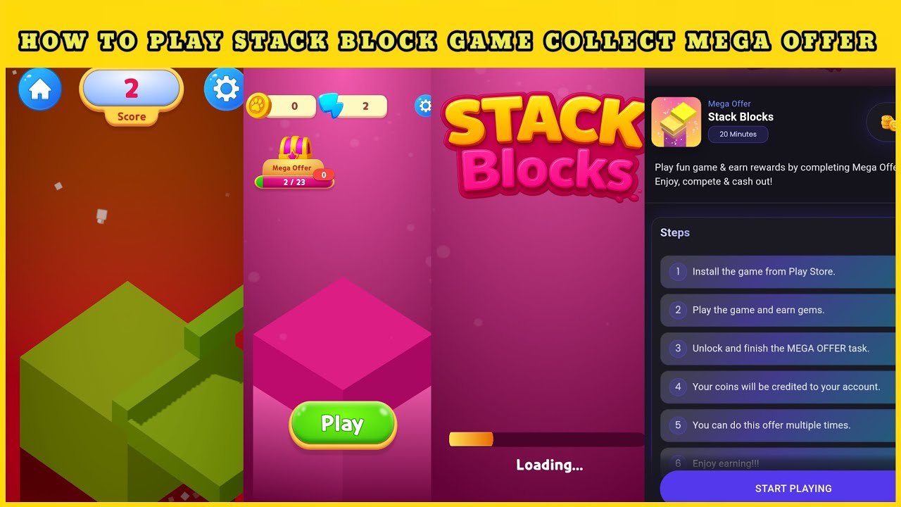 HOW TO COMPLETE MEGA OFFER STACK BLOCK GAME ll HOW TO PLAY STACK BLOCK GAME 