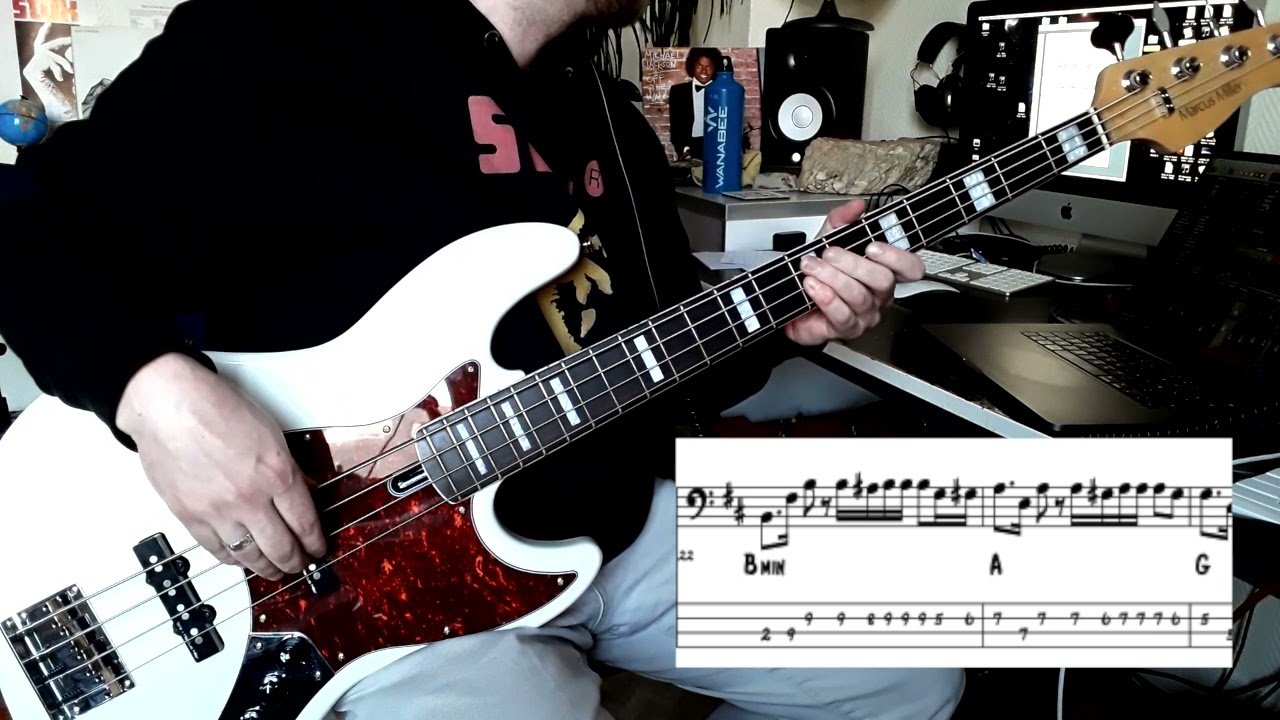 Basse  Moonage Daydream (David Bowie) Pont lent avec Clic