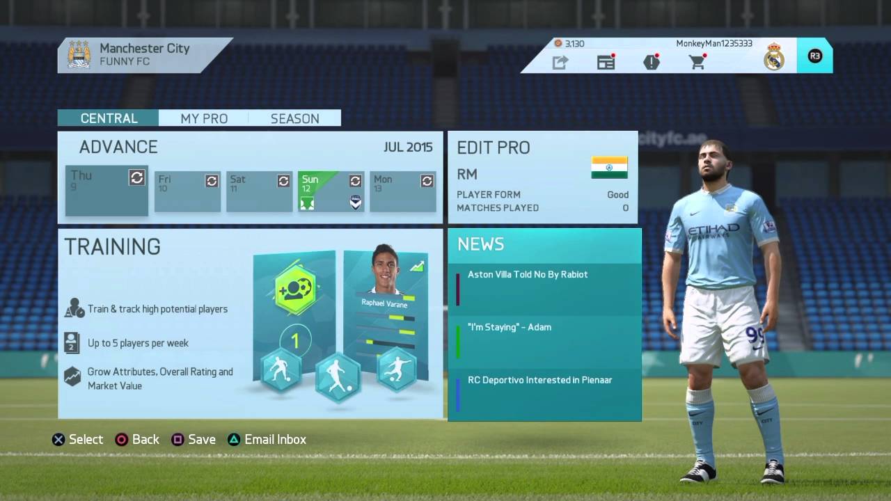 FIFA 16 Player Career Mode #1 Man City/India