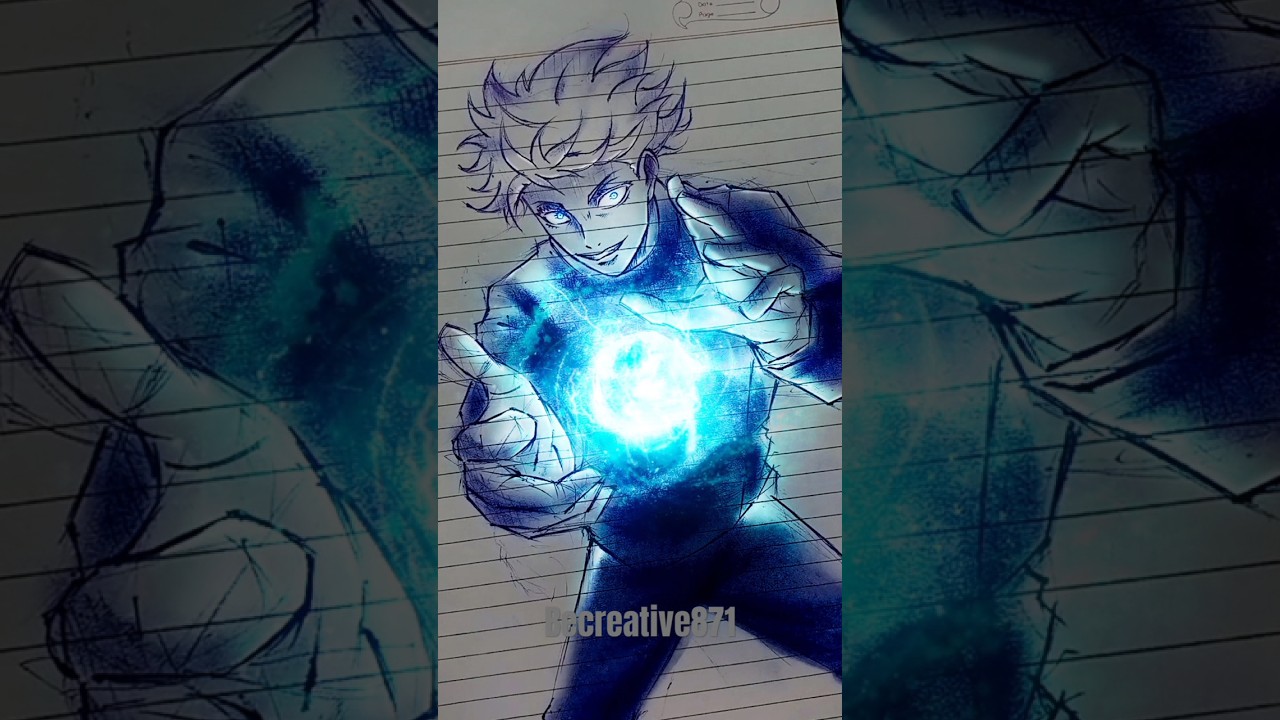 Drawing Gojo Satoru Blue using 