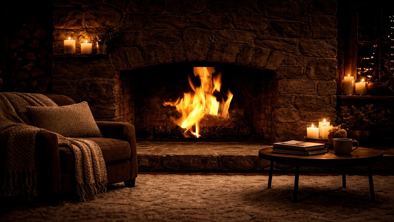 Cozy Fireplace Ambience 8HR | Crackling Fire in Cabin Setting