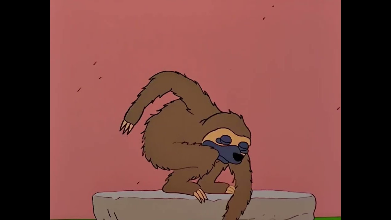 The Simpsons - Tranquillised sloth does the Snoopy dance
