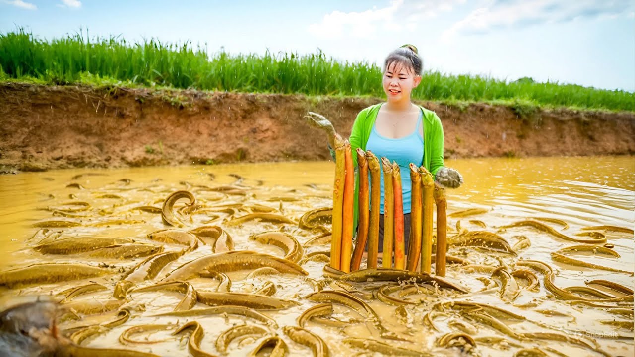 Harvesting Giant Eels by Hand at Mud Pond and Go to Market Sell | Tiểu Ca Daily Life
