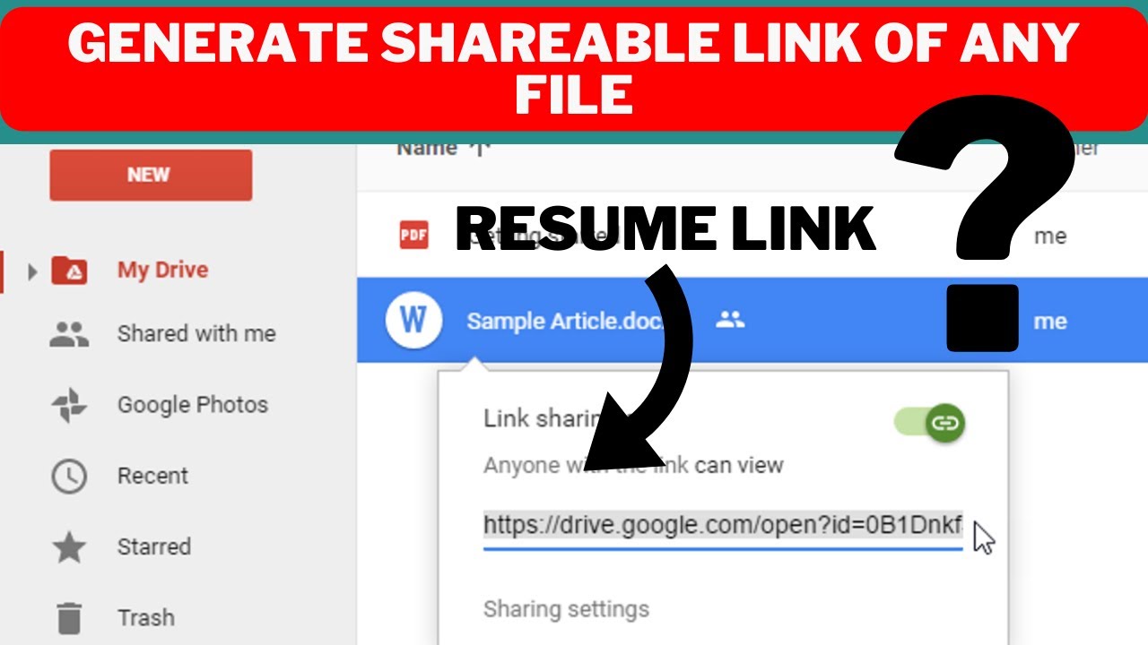 Create shareable link of a file | Google Drive | Share resume with link | Share file with a link