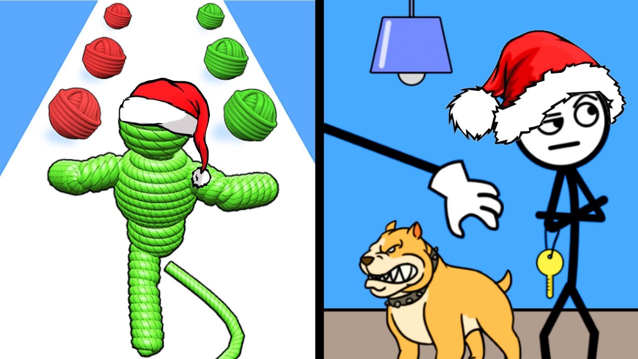 Rope Man Vs Thief Puzzle 🎅🕵🧞‍♂️🧶 Christmas Special Max All Levels Android iOS Gameplay Ep 252