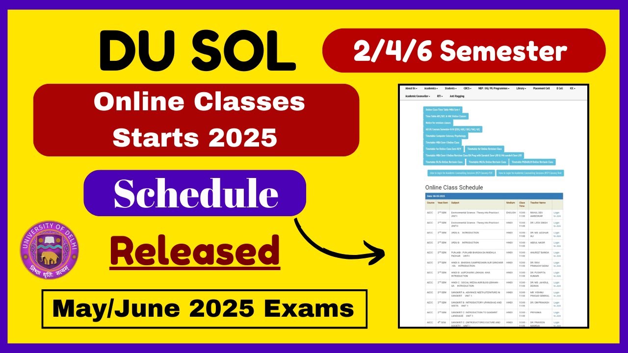 DU SOL 2nd/4th/6th Semester Online Classes Starts 2025 NEP| DU SOL Online Classes Schedule 2025|