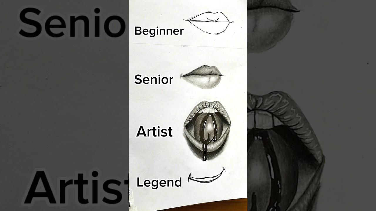 How to draw lips | Beginner Vs Senior Vs Artist Vs Legend  #art  #lips #trending #ytshorts