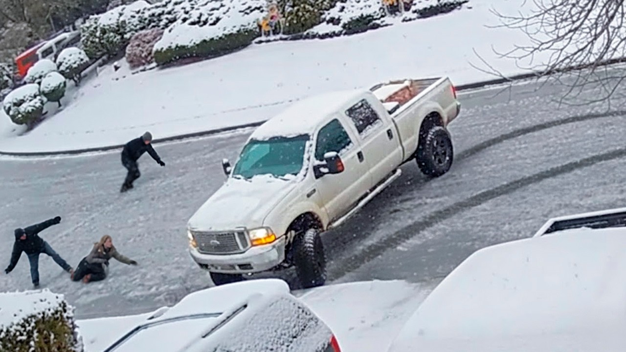 Icy Road Madness Caught on Camera