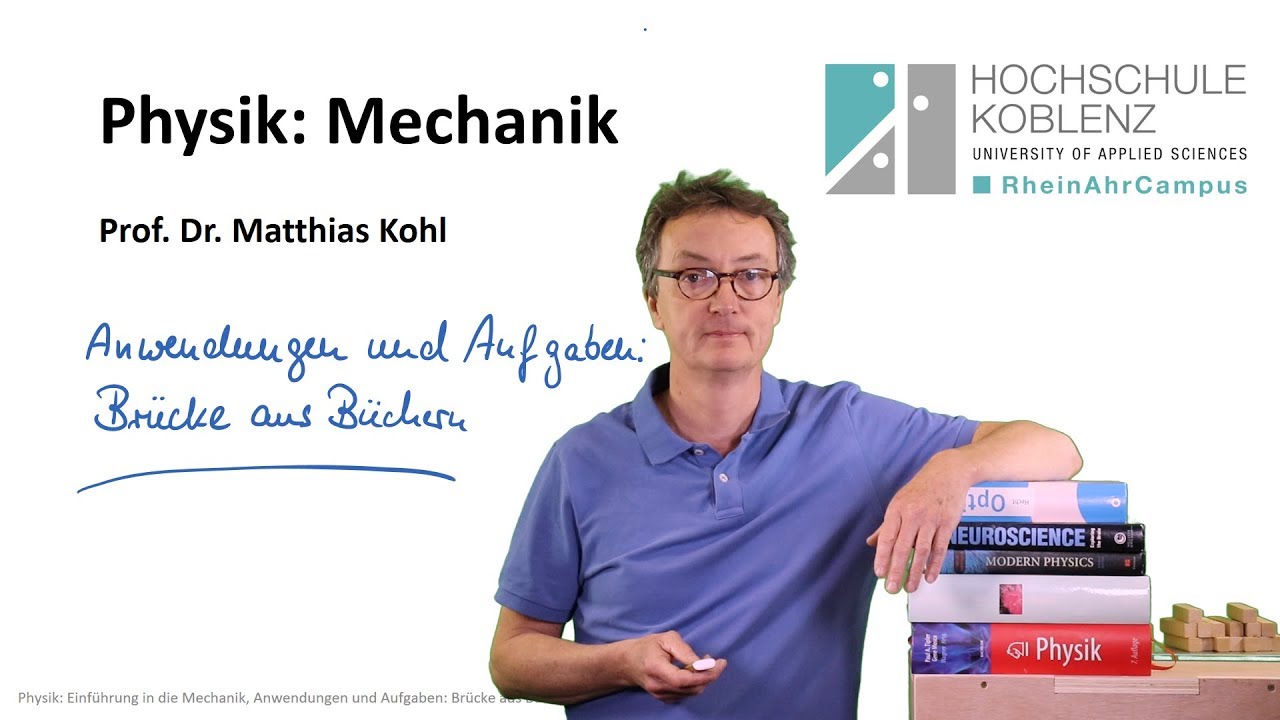 Physik Mechanik Vorlesung: Kapitel 9c. Schwerpunkt, Brücke aus Büchern