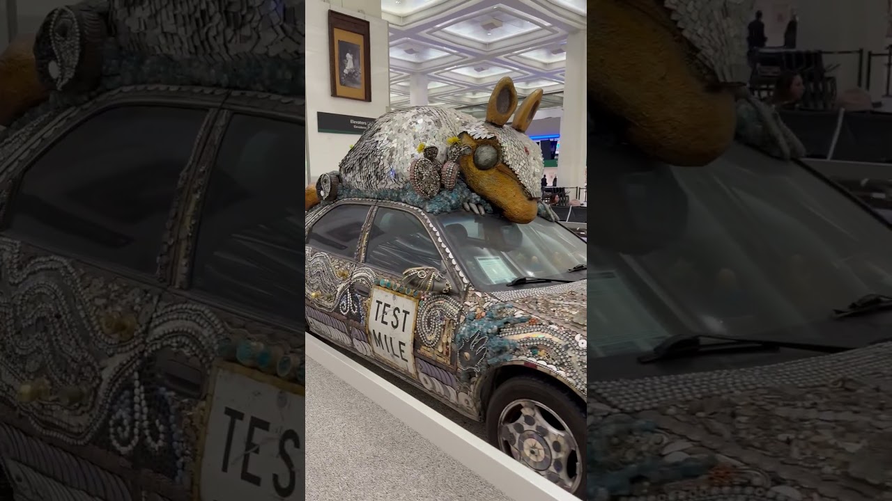 KARMADILLO Car Art display at Houston Airport 😮#karmadillo #car #art #houston #airport