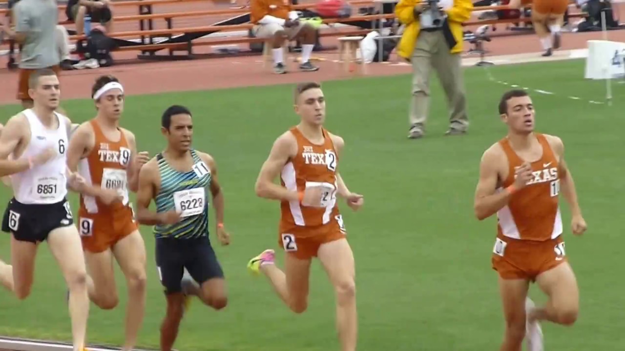Men 1 Mile Invitational Run Texas Relays (U.S. # 1 Sam Worley, Alex Rogers, Leo Manzano)