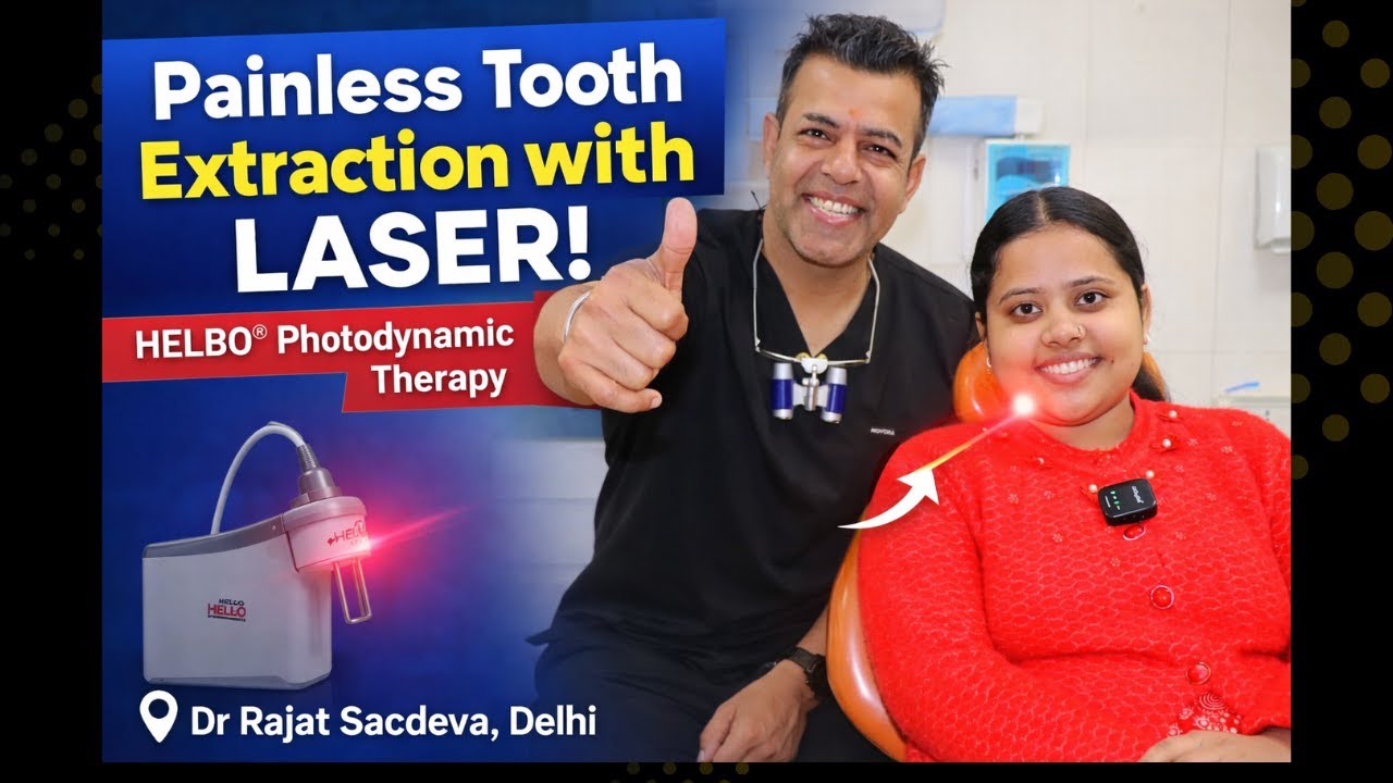 Painless Tooth Extraction with Laser | HELBO&reg; Photodynamic Therapy | Dr Rajat Sachdeva Delhi