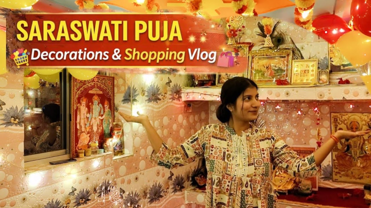  Saraswati Puja vibes 🌼✨ | Decorations & Shopping Vlog 🛍️📚 part-01@Anmolpariharvlogs 