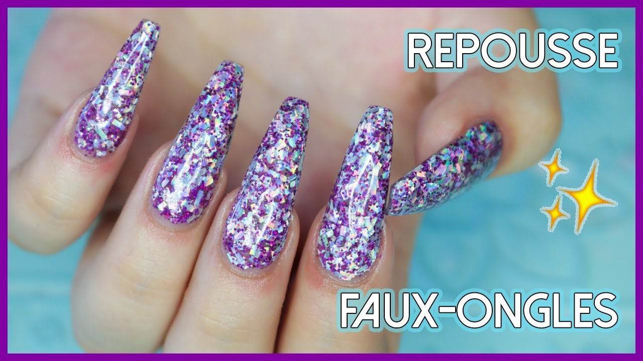 FAUX-ONGLES CHEZ SOI #2 REPOUSSE | Acrylique & Gel Pailleté 💅🏼