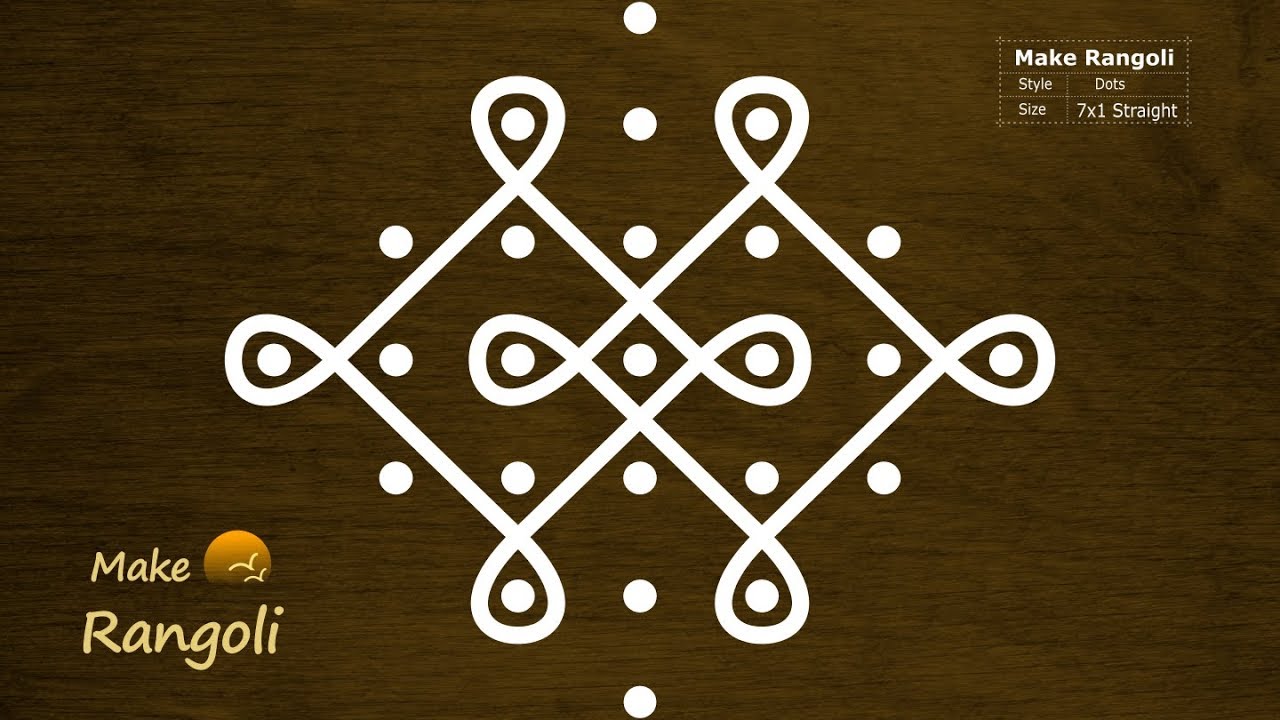 Simple Sikku Kolam 7x1 dots | Easy Melika Muggu with 7 dots | Make Rangoli