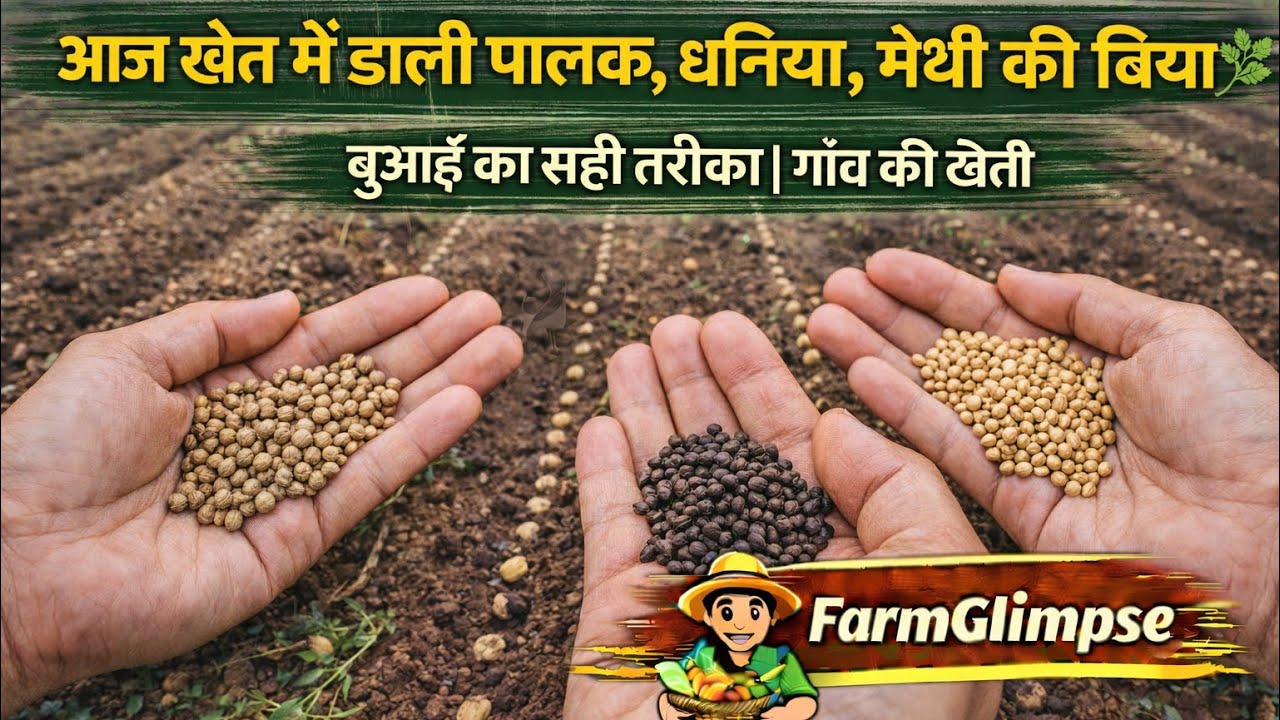 आज खेत में डाली पालक, धनिया, मेथी की बिया 🌿 | बुआई का सही तरीका | गाँव की खेती | FarmGlimpse