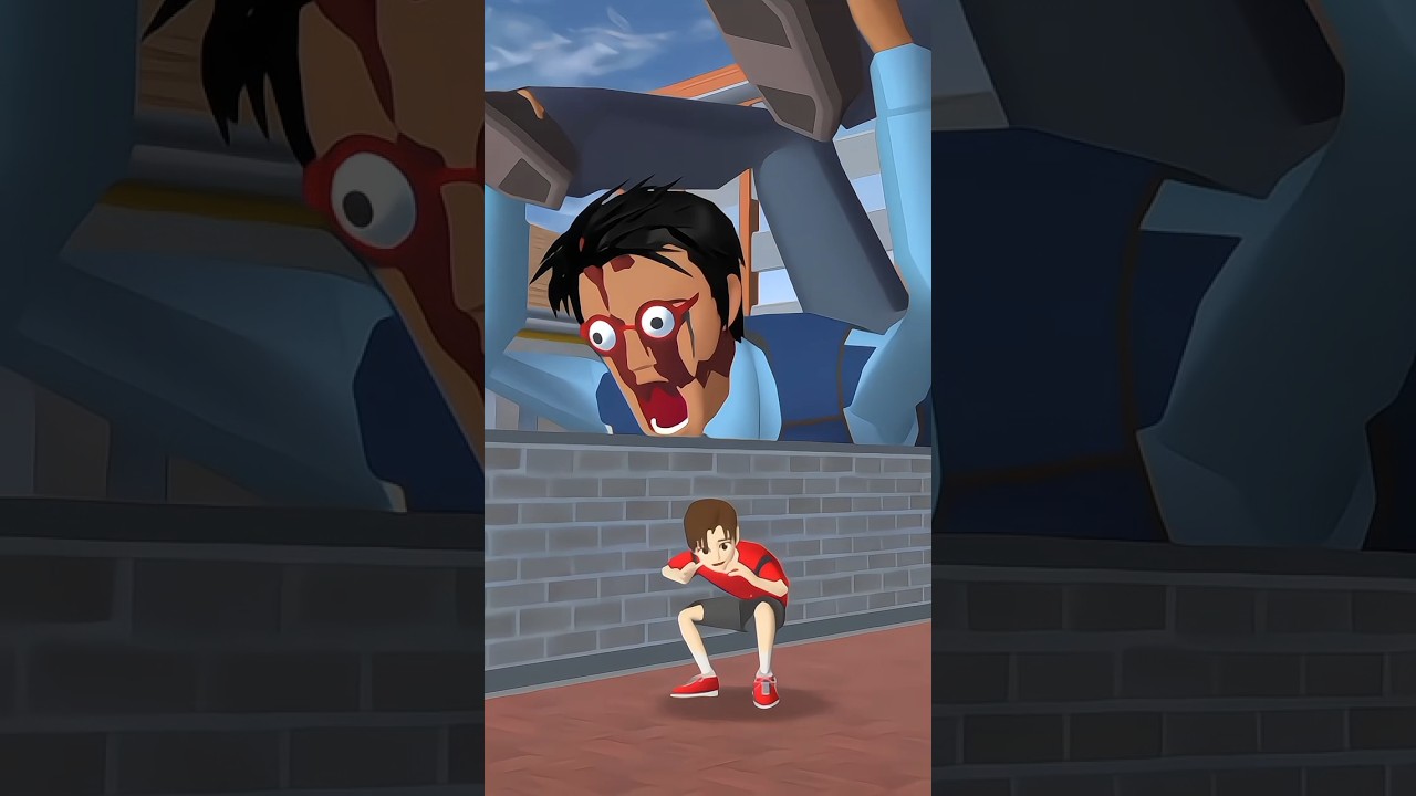 The giant police monster was looking for the boy in red #monster #sakuraschoolsimulator