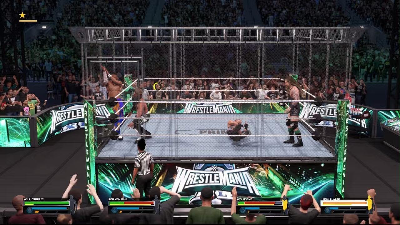 Playing Wwe2k25 in steel Cage