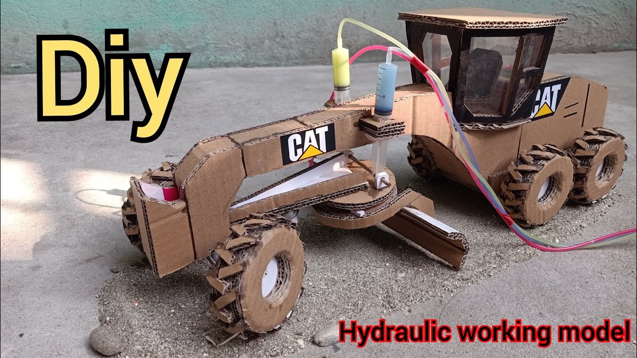 how to make hydraulic grader|how to make cardboard invention|science project|cardboard diy|injection