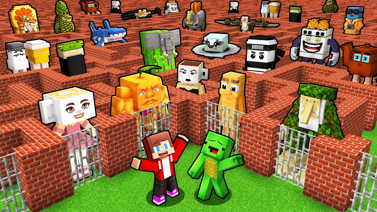 Mikey and JJ Survive in a Maze with 1000 Italian Brainrots in Minecraft (Maizen)