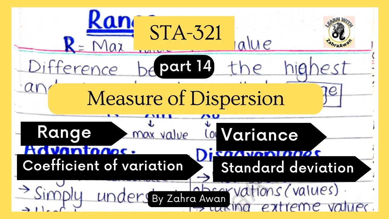 STA 321 | Lecture 14 | Measures of Dispersion | Range | Variance | Standard Deviation |