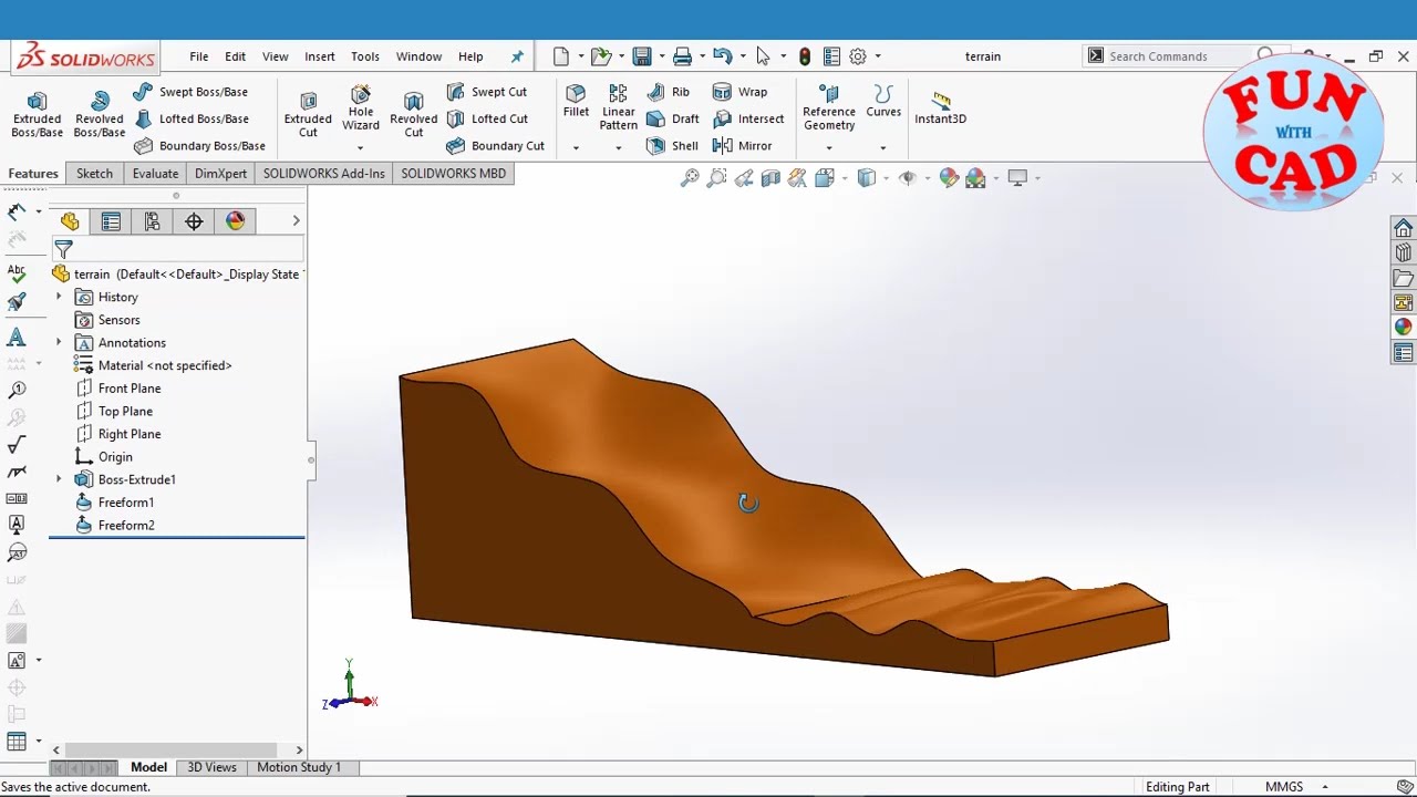 Learn to use FreeForm surface feature and create Rough TERRAIN in SOLIDWORKS | Beginner tutorial