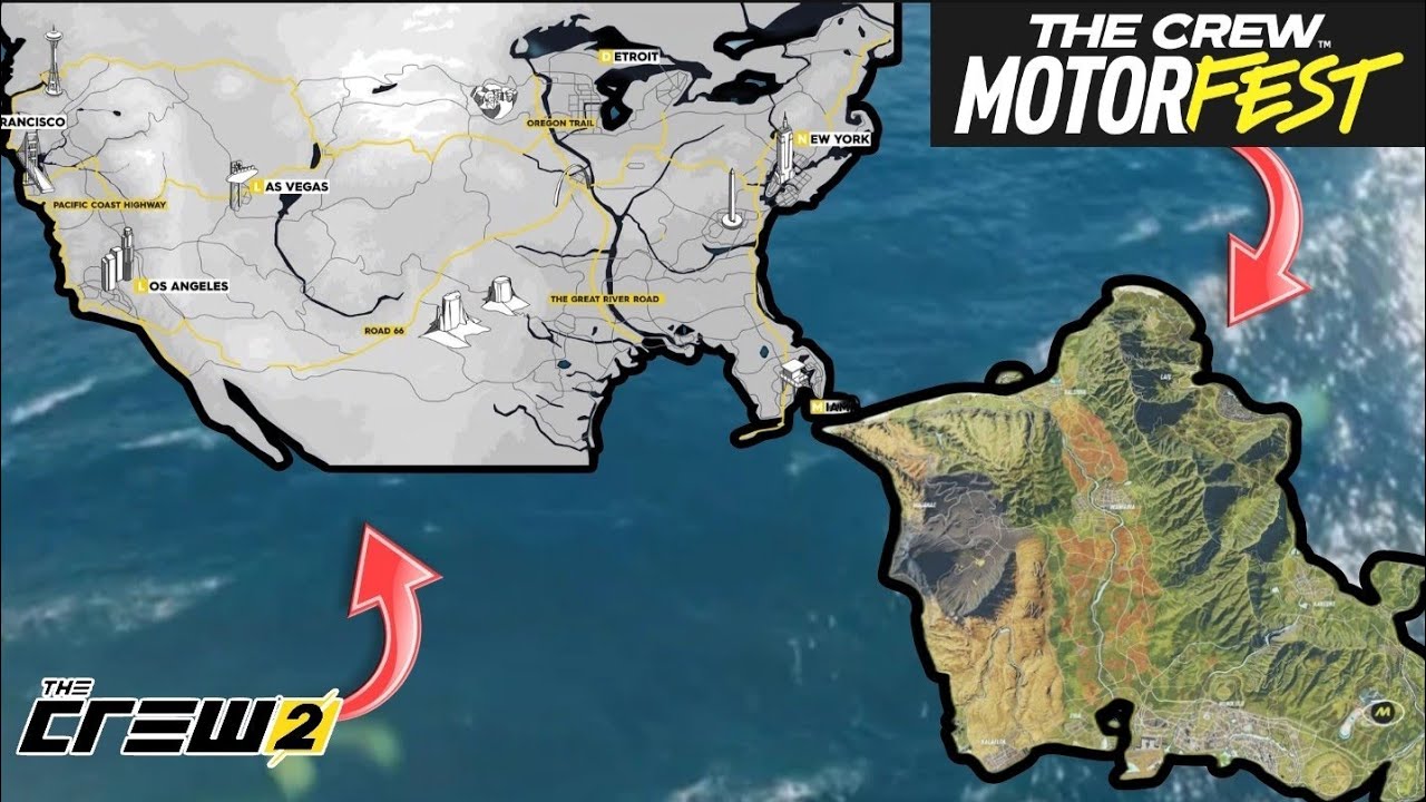 The Crew 2 & The Crew Motorfest Map Size Comparison