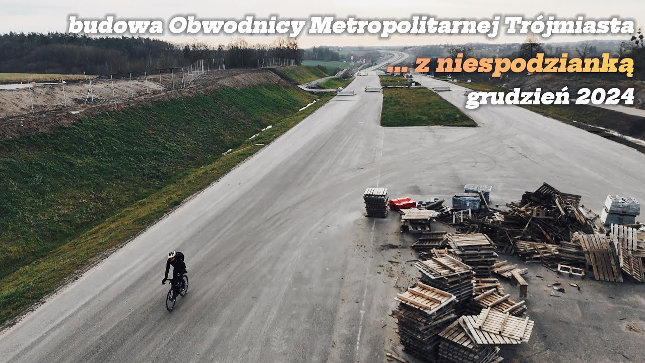 Rowerem i dronem po budowie Obwodnicy Metropolitarnej,  OMT grudzień 2024