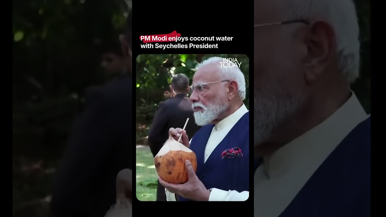 PM Modi Relaxes with Coconut Water Alongside Seychelles President | India Today