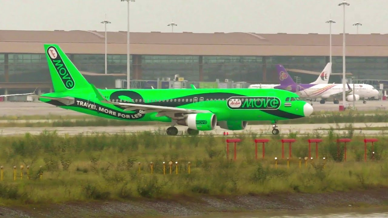 យន្តហោះនៅព្រលានតេជោ  6 Minutes of Close Up Departures at KTI International Airport A320