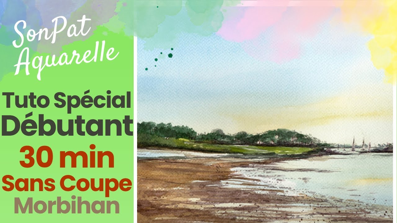 Tuto Aquarelle 30 min sans coupe pour les Débutants ! Viens découvrir le Golf du Morbihan !