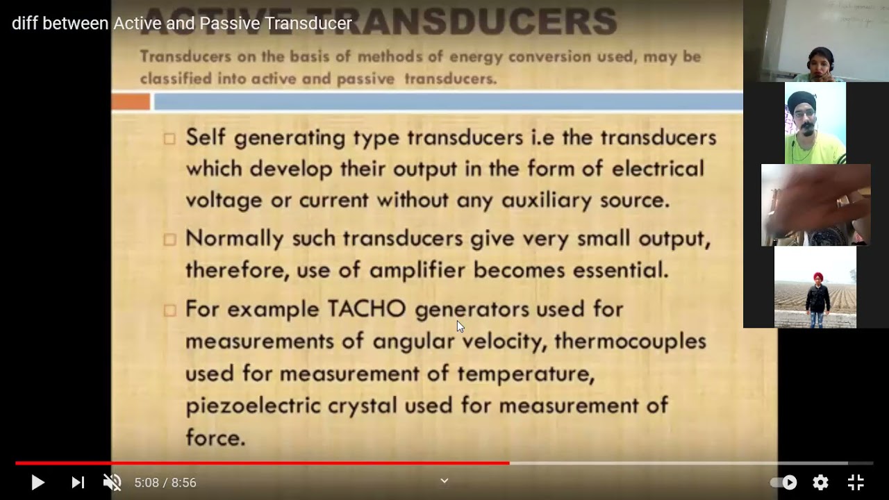 Difference between active and passive transducer