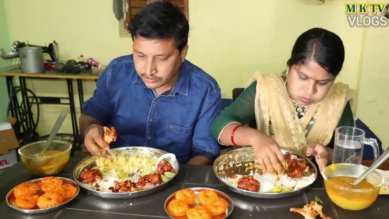 KAJU CHIKEN LOLLIPOP#JANGRI#SAMBER RICE#EATING CHALLENGE#mktvvarshini #eatingchallenge  MKTV VLOGS