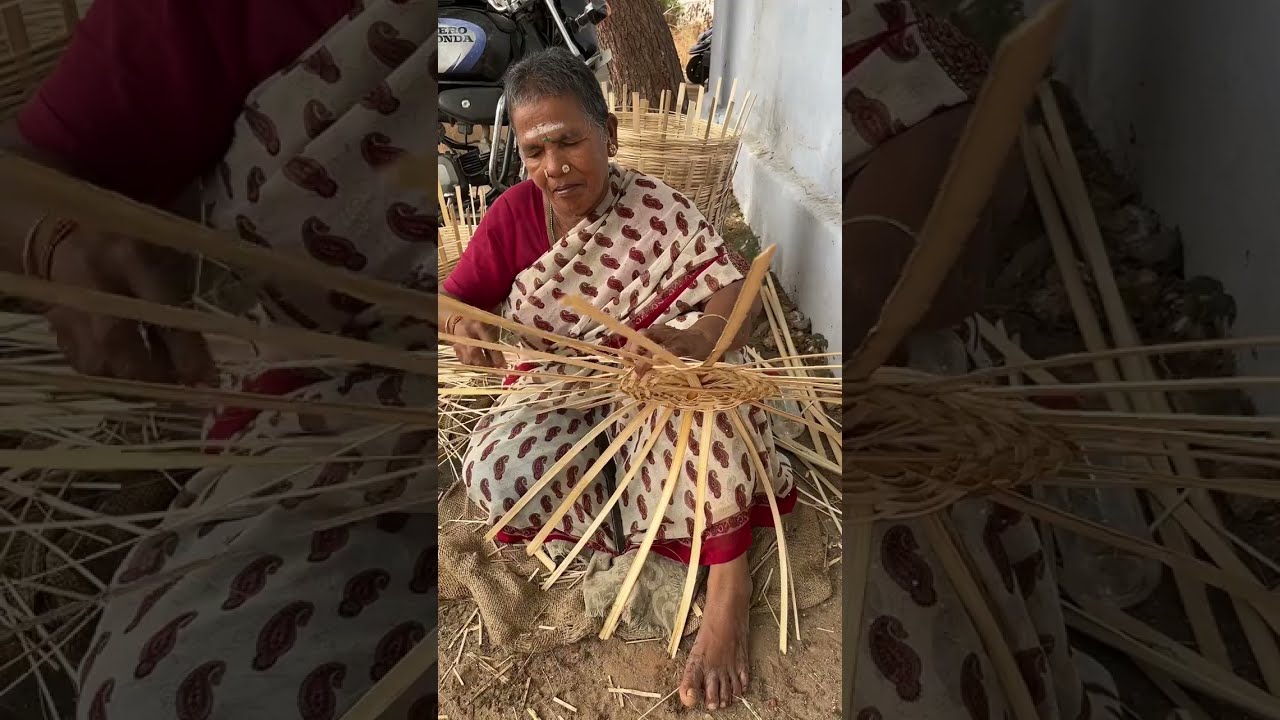 South Aunty Making Bamboo Basket from her Hand at Huge Level | South Indian Village | Madhurai |