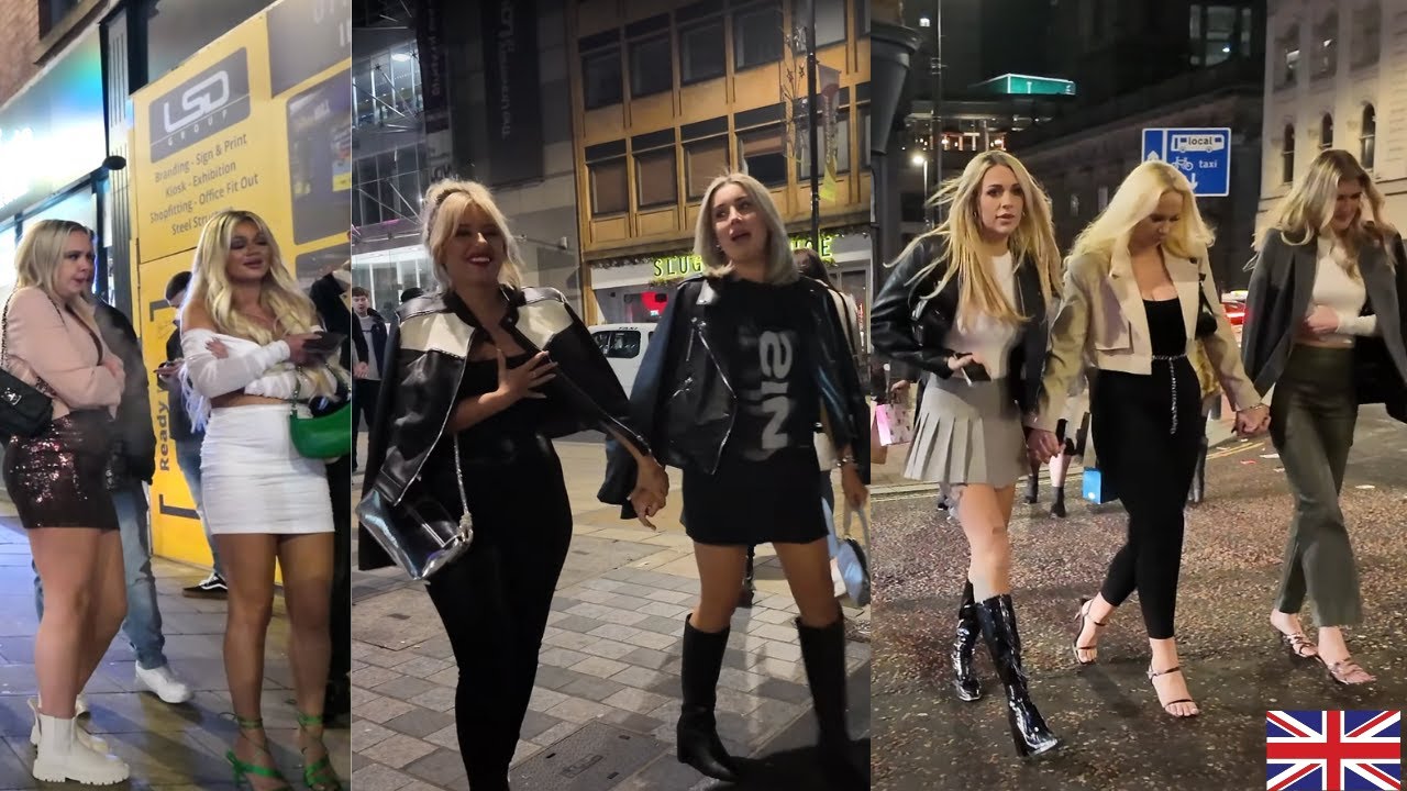 LEEDS CITY ENGLAND UK NIGHTLIFE WALK