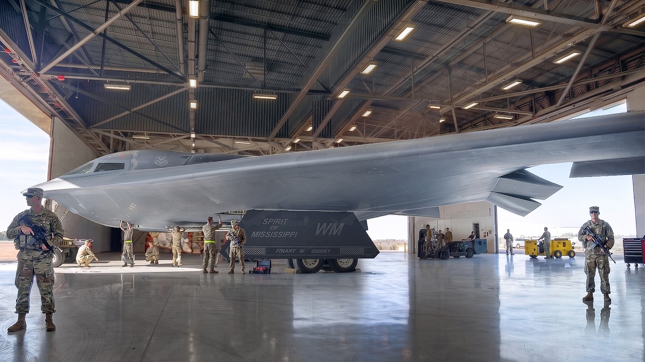 Inside Secret Giant Hangar Guarding B-2 Stealth Bombers Before Mission