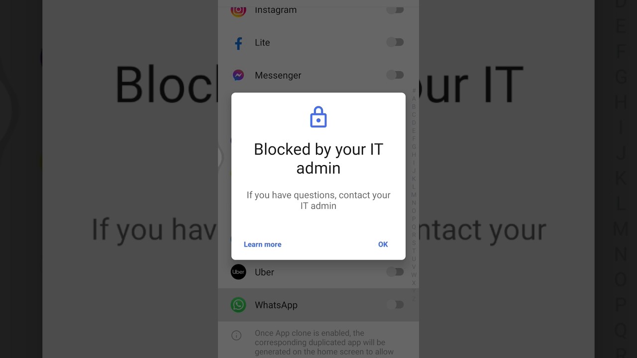 Blocked by your IT admin If you have questions, contact your IT admin