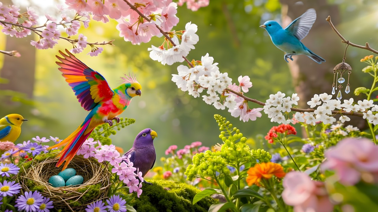 🕊 Spring Birds Singing with Soothing Piano 🎹 Calming Nature Sounds for Stress & Anxiety Relief