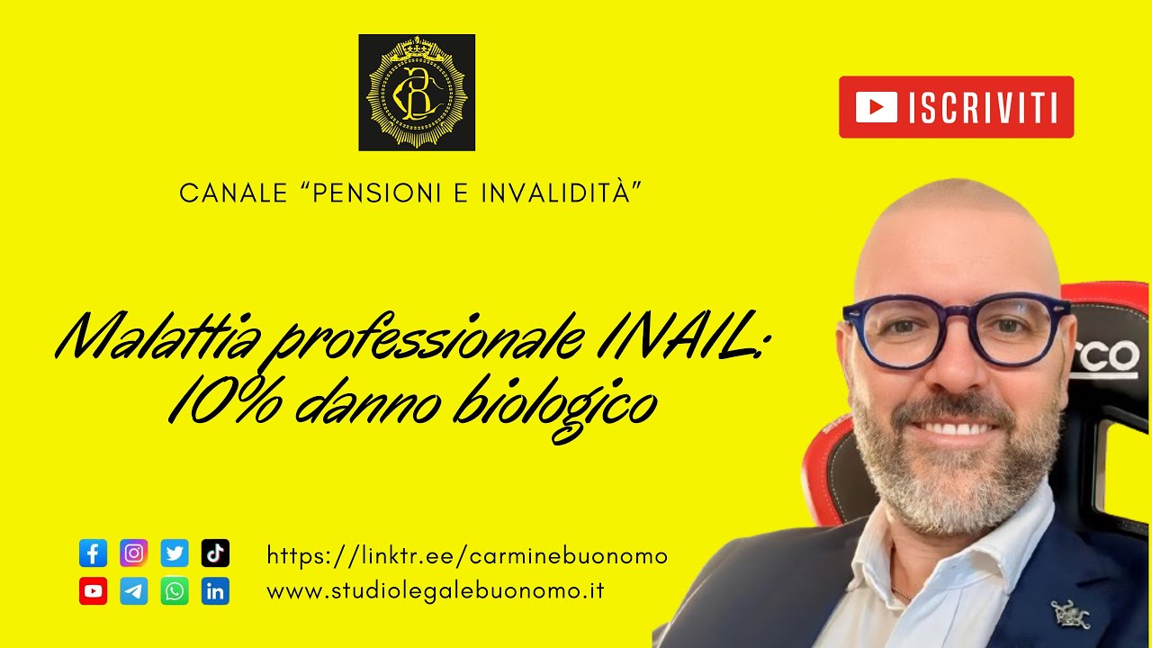 Malattia professionale INAIL: 10% danno biologico