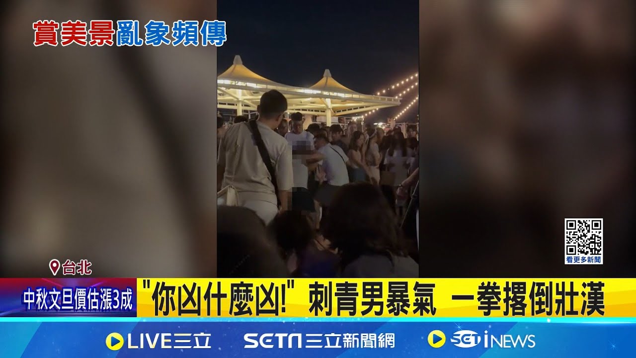 大稻埕煙火爆衝突 刺青男一拳撂倒壯漢 煙火成怒火! 2男推擠爆口角當街格鬥 為卡位揍人? 刺青男喊冤