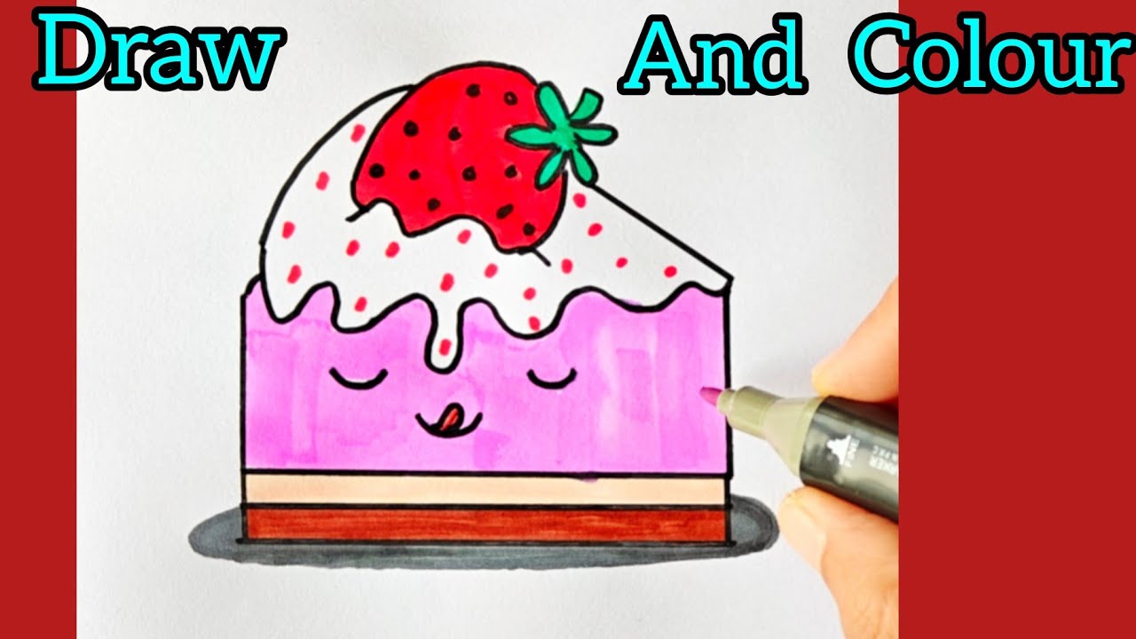 Cute Strawberry Cake Drawing 🍓🎂 | Easy Step-by-Step for Kids & Toddlers