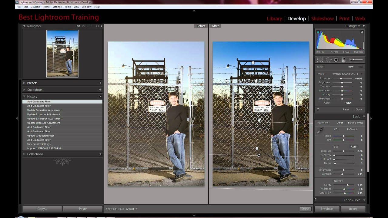 ADOBE LIGHTROOM TIPS:  GRADUATED FILTERS BLUE SKY PRESET