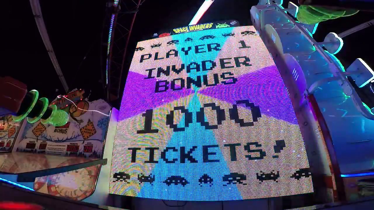 Space Invaders Frenzy Arcade Game 1000 Ticket Jackpot WIN #2 :) (At Old Orchard Beach From 7/6/17)