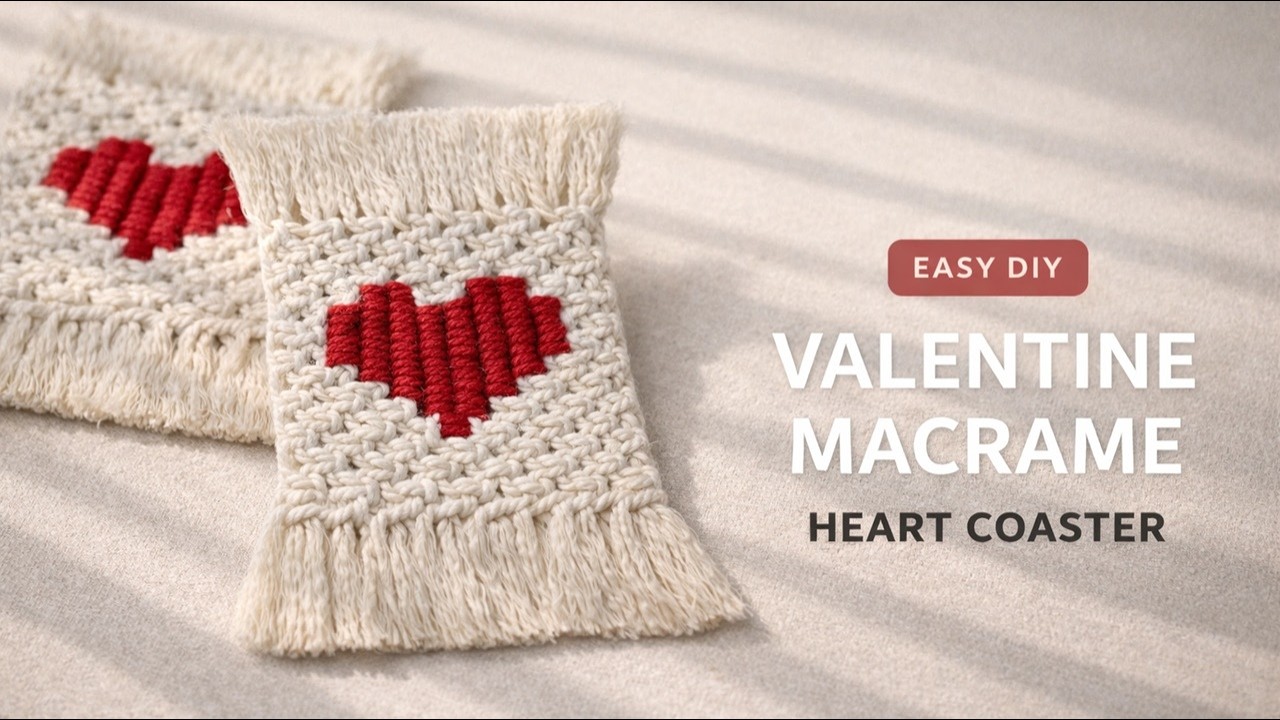 Quick Macramé Heart Coaster for Valentine’s | Cute Boho Gift Idea
