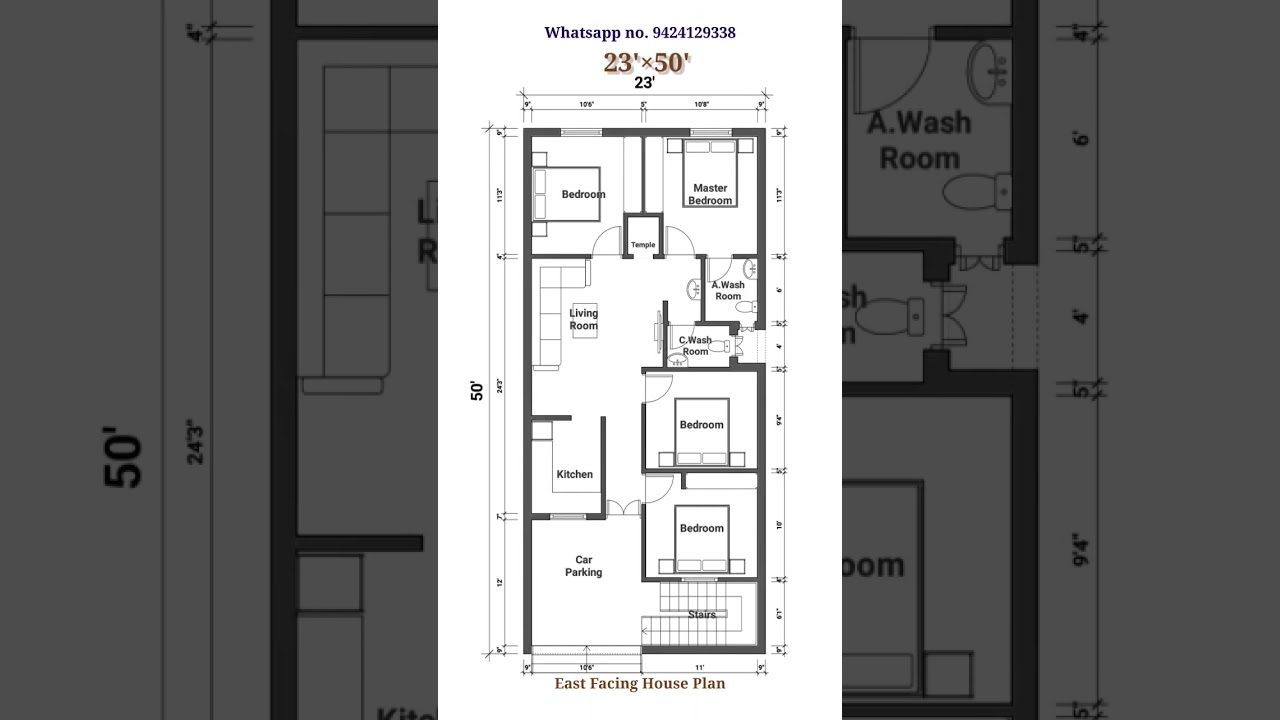 23&times;50 House Plan || 23&times;50 House Design || 23&times;50 Floor Plan || #floorplan #houseplan #shorts