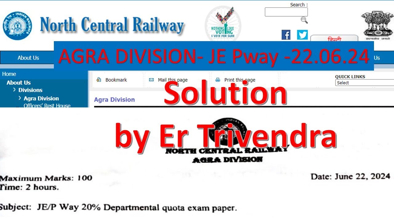 Solution of JE PWAY Agra Division 22 July 2024 | Er. Trivendra Kumar | Track Engineer