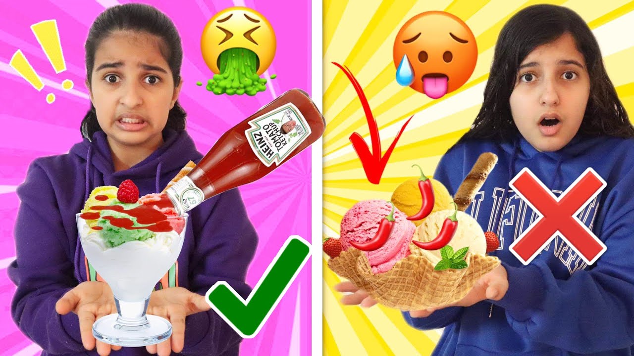 تحدي داخل او خارج الصحن للأيسكريم🍦😱 مين أكل ايسكريم بالمايونيز🤢 IN OR OUT  Icecream Challenge