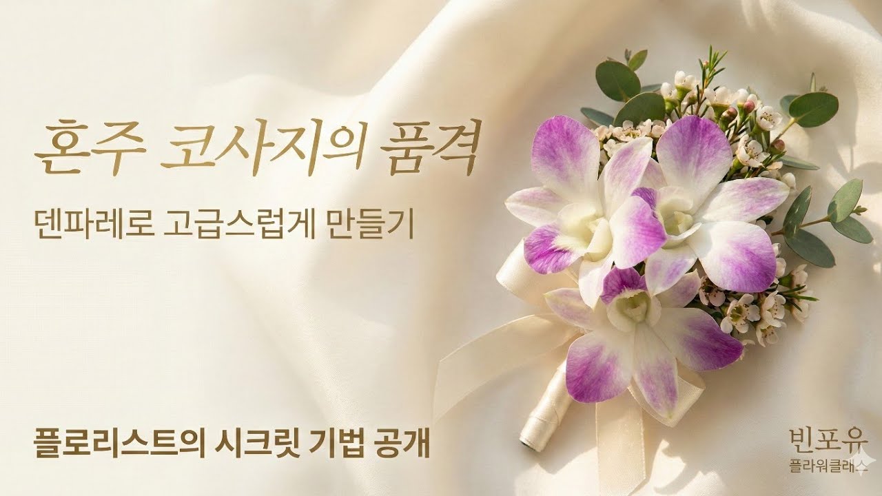 덴파레 덴드로비움 디자인 혼주 코사지 만들기 💐 빈포유플라워클래스 ⚘️ 빈포유플라워커피학원 Dendrobium corsage DIY Wedding Item